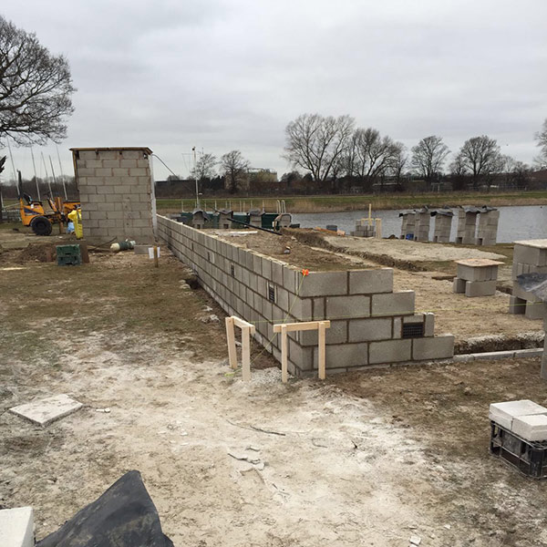 building foundation work at Attenborough Sailing Club