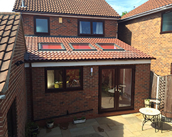 Home extension to the rear on to a patio