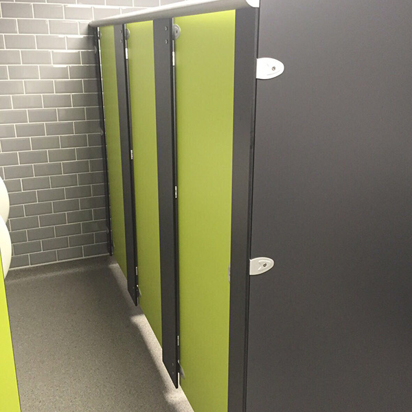 Newly installed toilet cubicles